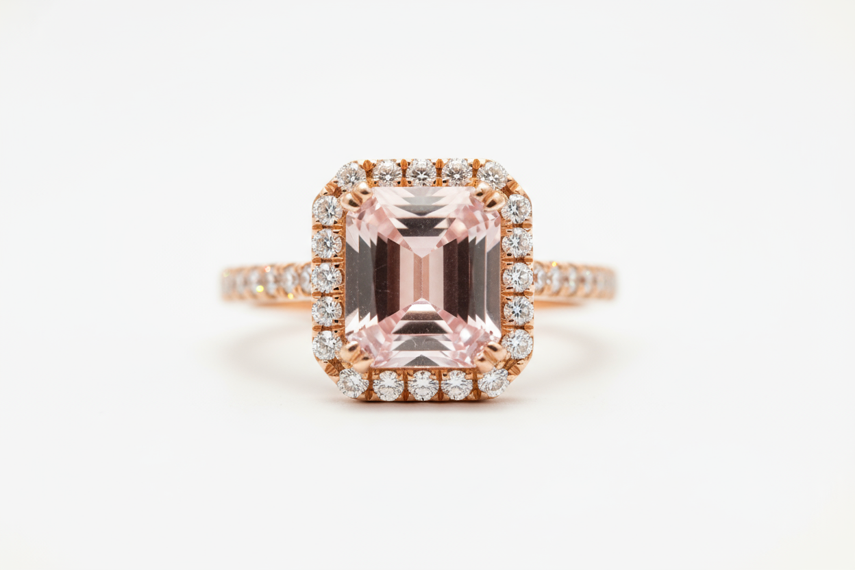 Rose Gold Ring with Gemstone Accent