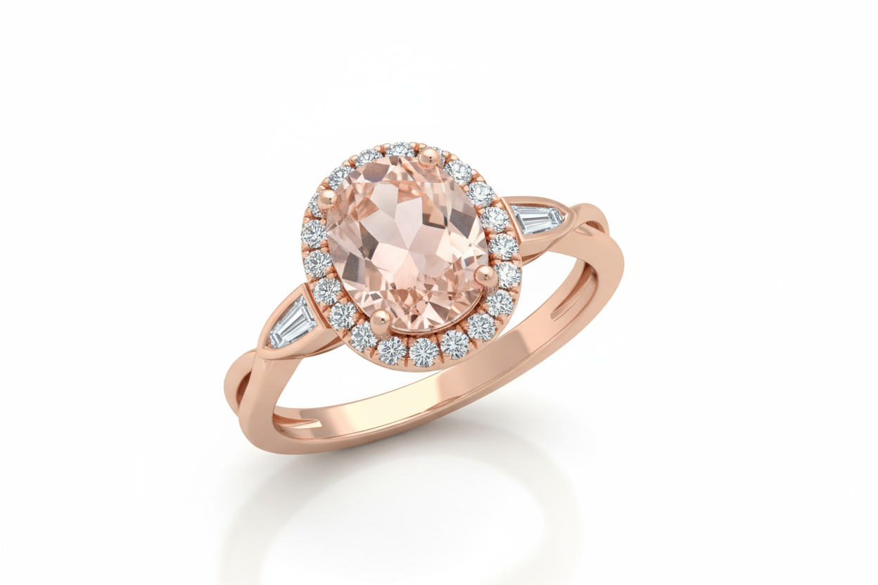 Rose Gold Ring with Gemstone Accent